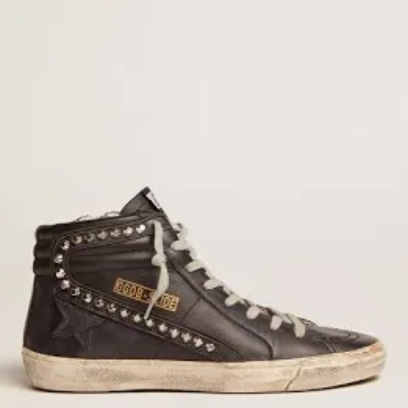 NIB Golden Goose Black High-Top Sneakers with studs SIZE 40 - Picture 3 of 4